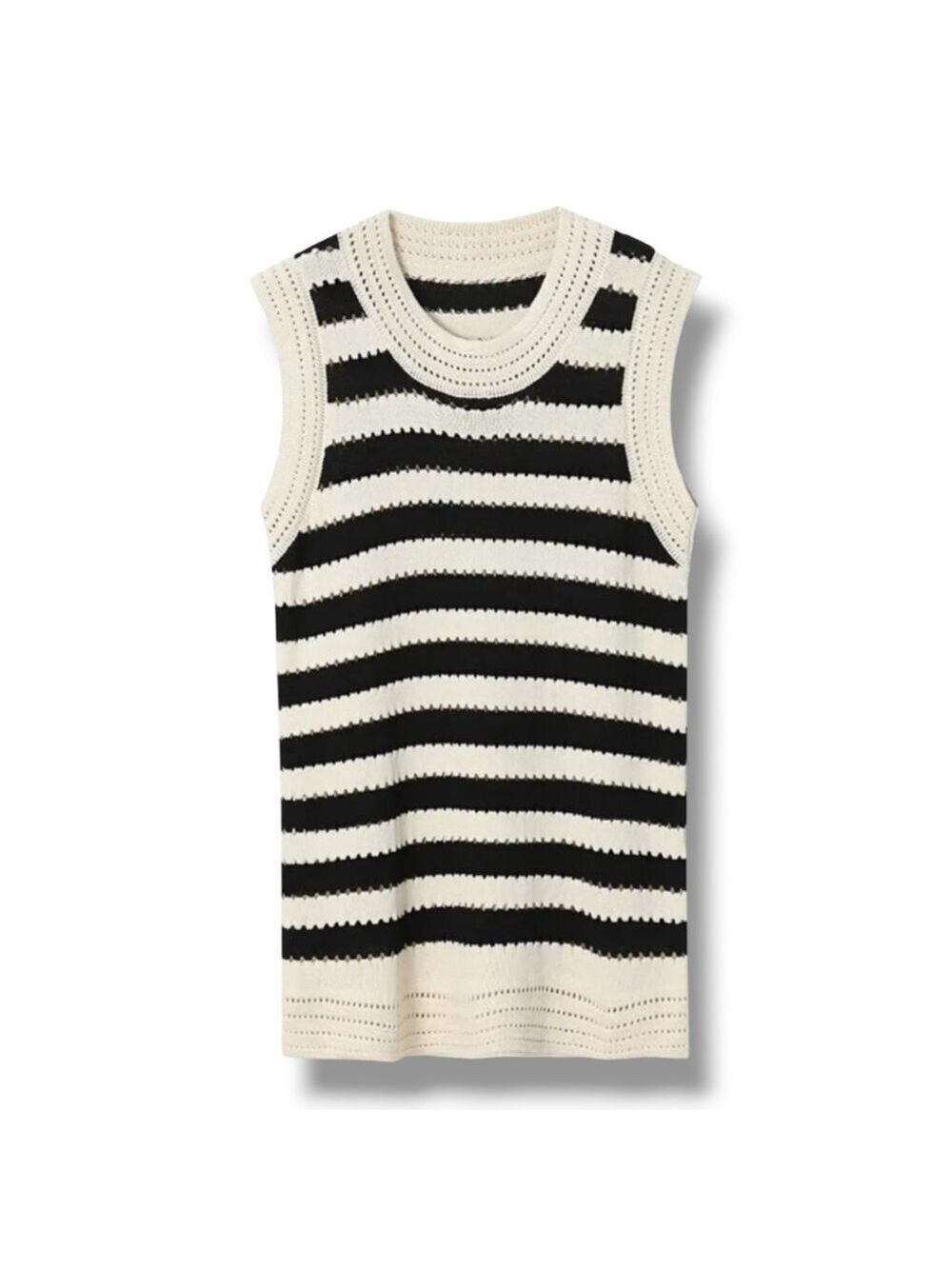 Commense Classy Stripe Crochet Sweater Vest